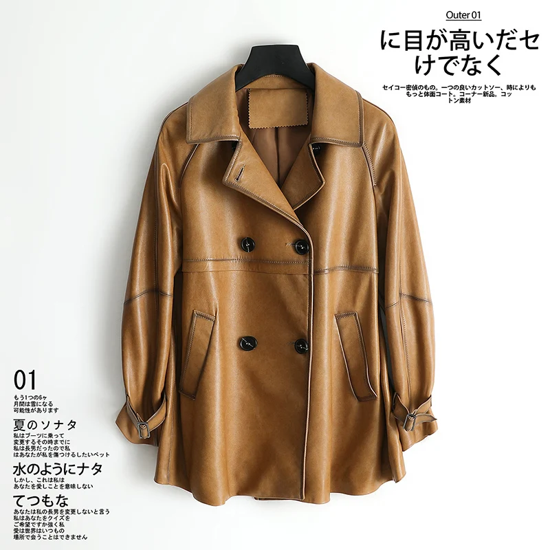 Genuine Leather Jacket Women Korean 100% Sheepkin Coat Spring Autumn Women's Jackets High Quality Leren Jas Dames KJ3407 | Женская