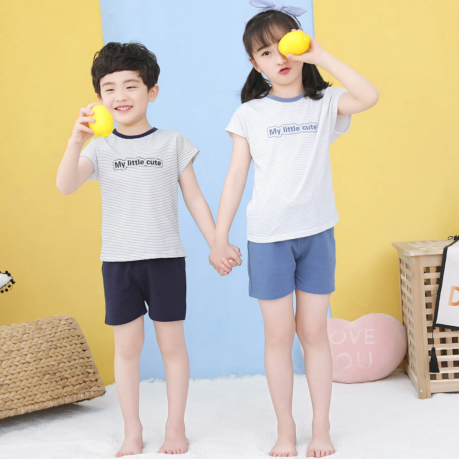 

Summer Girls Boys Pajamas Sets Children's Clothing Suits T-shirt+Pants Sleepwear Cotton Cartoon Pyjamas Kids Pijamas Nightwear