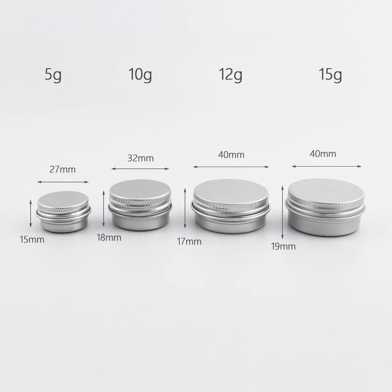 100pcs 5g 10g 12g 15g Empty Aluminum Container With Screw Cap Travel Size Balm Metal Cosmetics Skin Care Cream Bottle Jar Pot | Красота и
