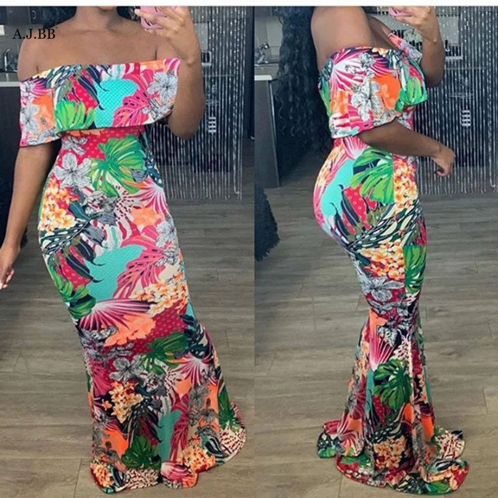 Женское платье рубашка с открытыми плечами длинное приталенное разноцветным