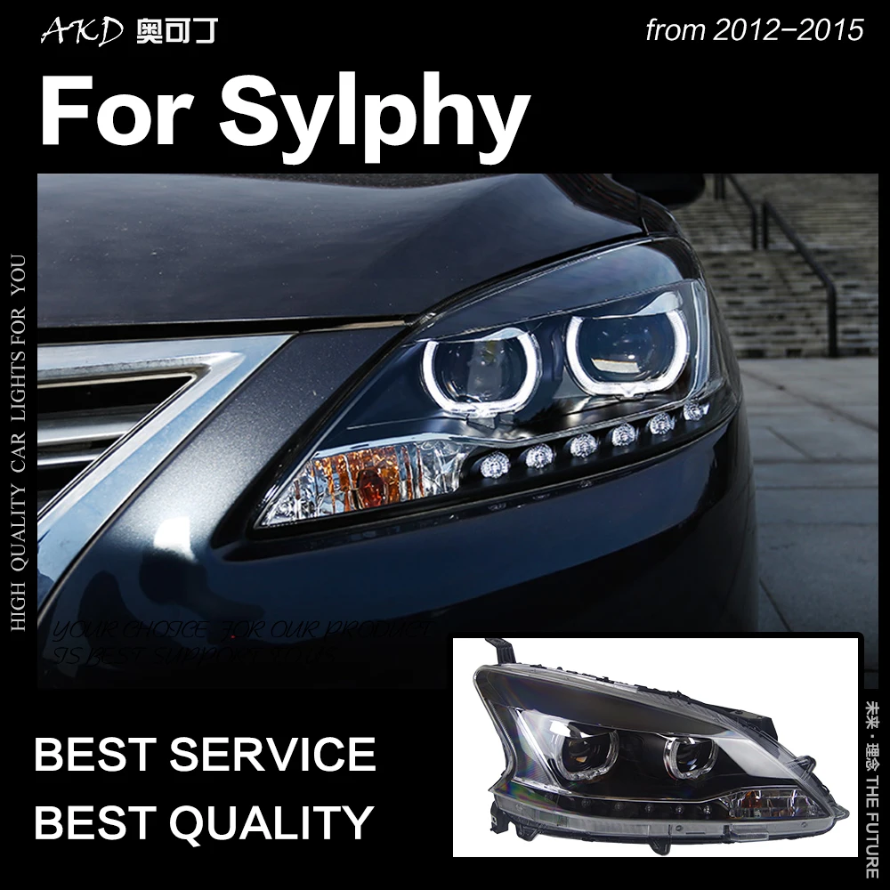 AKD автостайлинг для Nissan Sylphy фары 2012 2015 Sentra светодиодный ные DRL Hid вариант