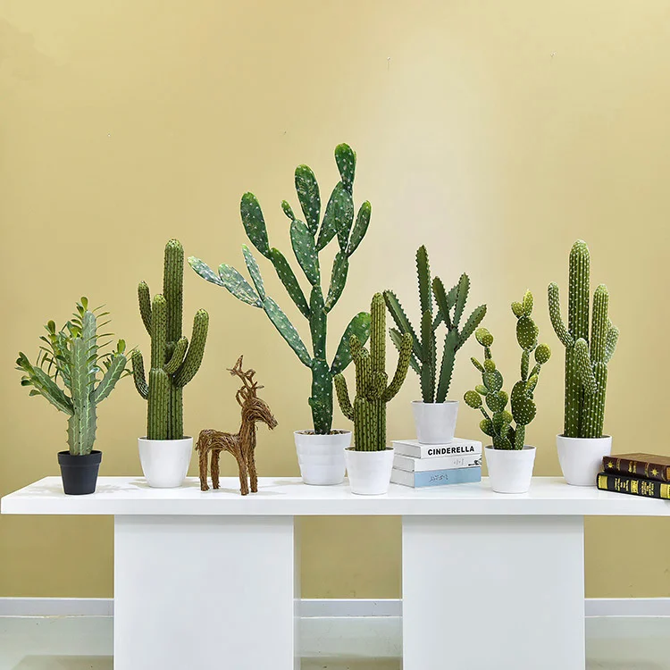 Искусственный кактус в горшке бонсай домашний магазин украшение тропические