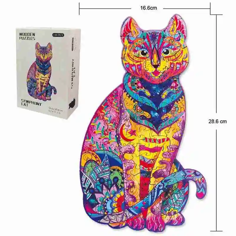

Wooden cartoon Cat design adult children toy gift home decoration jigsaw puzzle toy