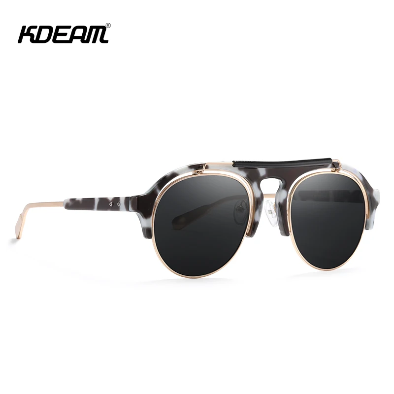 Женские винтажные солнцезащитные очки KDEAM зеркальные круглые в стиле ретро и