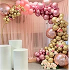 156 хромированные колпачки для Золотая Роза пастель, нежно-розовый, воздушные шары-гирлянды арочный комплект 4D Роза шар для вечеринок и свадебных церемоний Baby Shower вечерние Декор