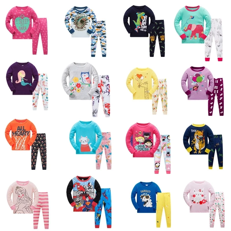 Комплект детской одежды из 2 предметов хлопок мультяшная Пижама комплект для сна