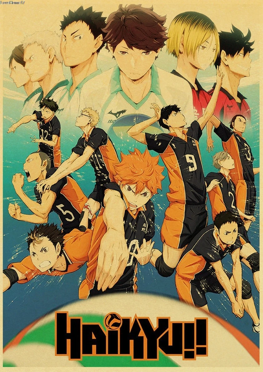 

Haikyuu Retro Japanese Anime Style Poster Frameless High Quality Photo Art Oil Painting Home Decoration Print Wall Sticker