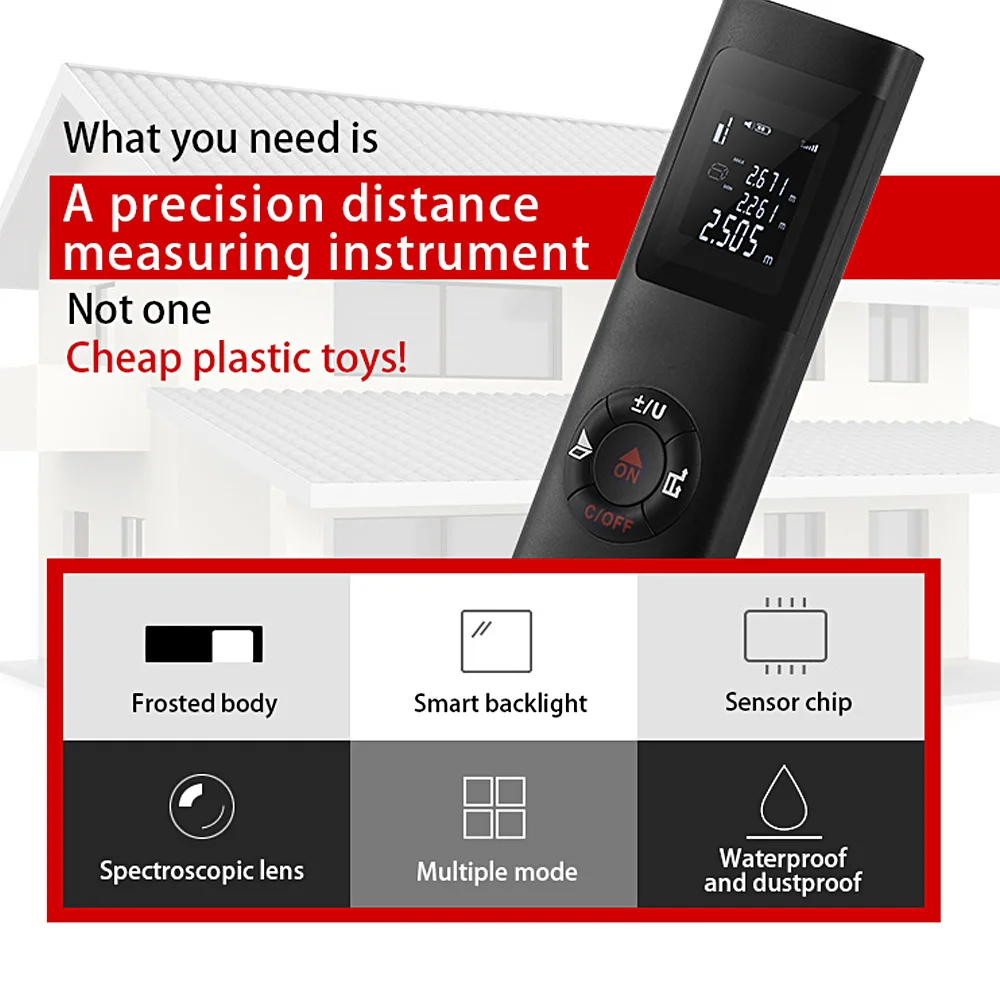 40M Smart Handheld Rangefinder Digital Mini Distance Measuring Meter Portable USB Charging Electronic Space Measurement Device |