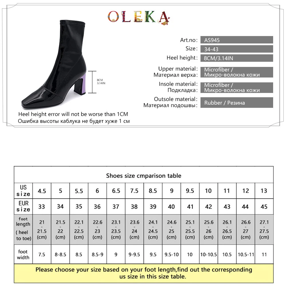 

OLEKA Mid-calf Winter Boots For Women Square Heel Rome Square Toe Fur Boots Sexy Style Work & Safety New AS945