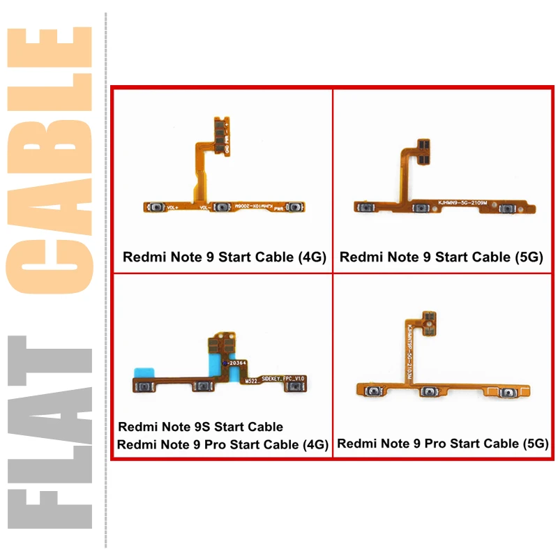 

Switch ON/OFF Start Side Key Flat Cable For Xiaomi Redmi Note 9 9S / Note 9 Pro / 10X Pro 5G Power / Volume Buttons Flex Ribbon