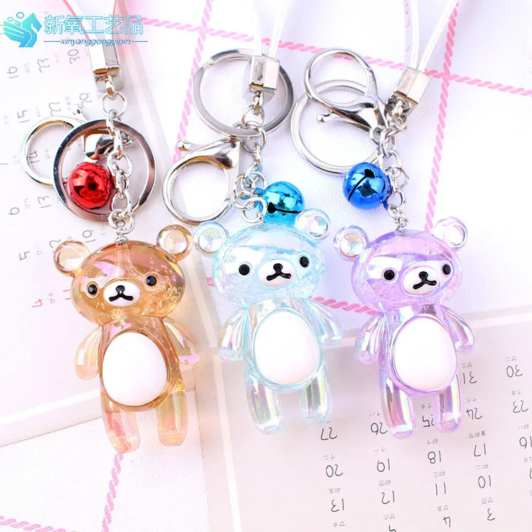 

Cartoon Bear Acrylic Key Chain Acrylic crystal transparent Little bear Keychains For Woman kids Car Pendant Keyring Wholesale