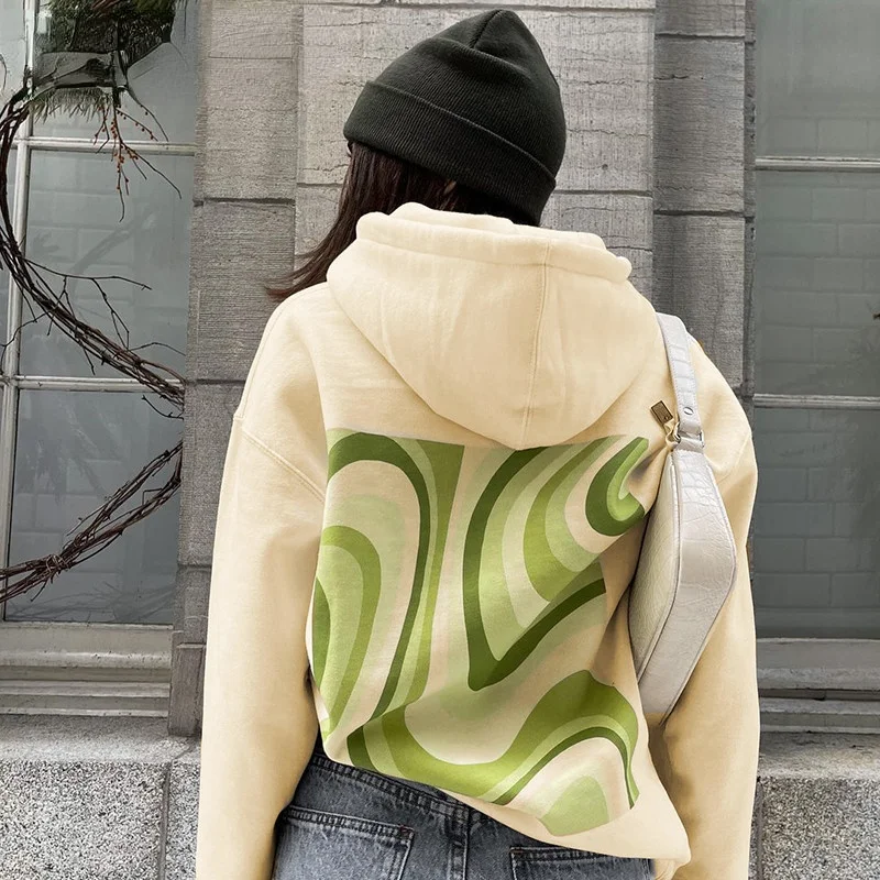 

Print Casual Loose Hoodies Sweatshirt Women Long Sleeve Korean Fashion Hooded Pullovers Autumn WinterY2K Sweetshirts