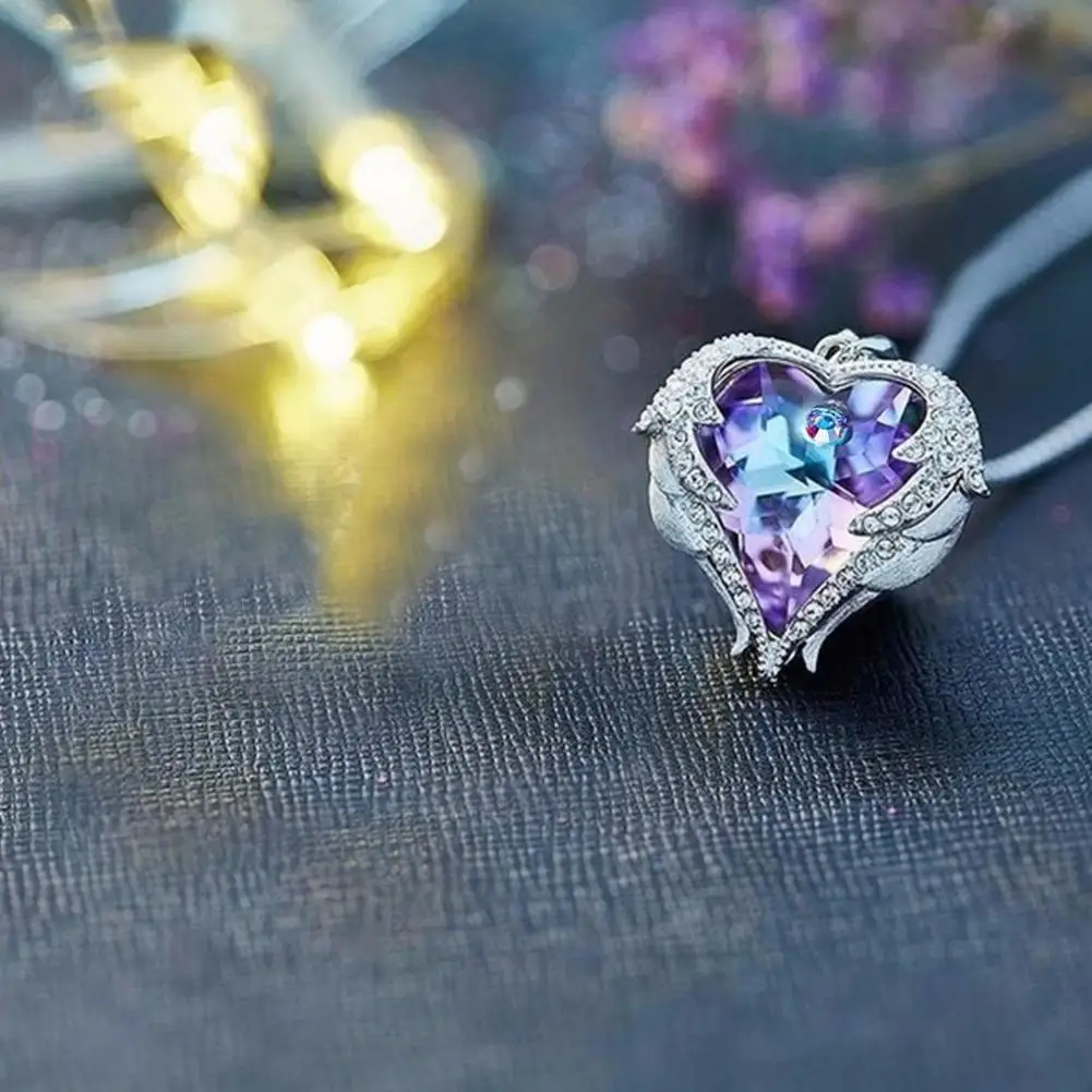 Ожерелье в форме сердца океана Хрустальная цепочка для ключицы кулон пары