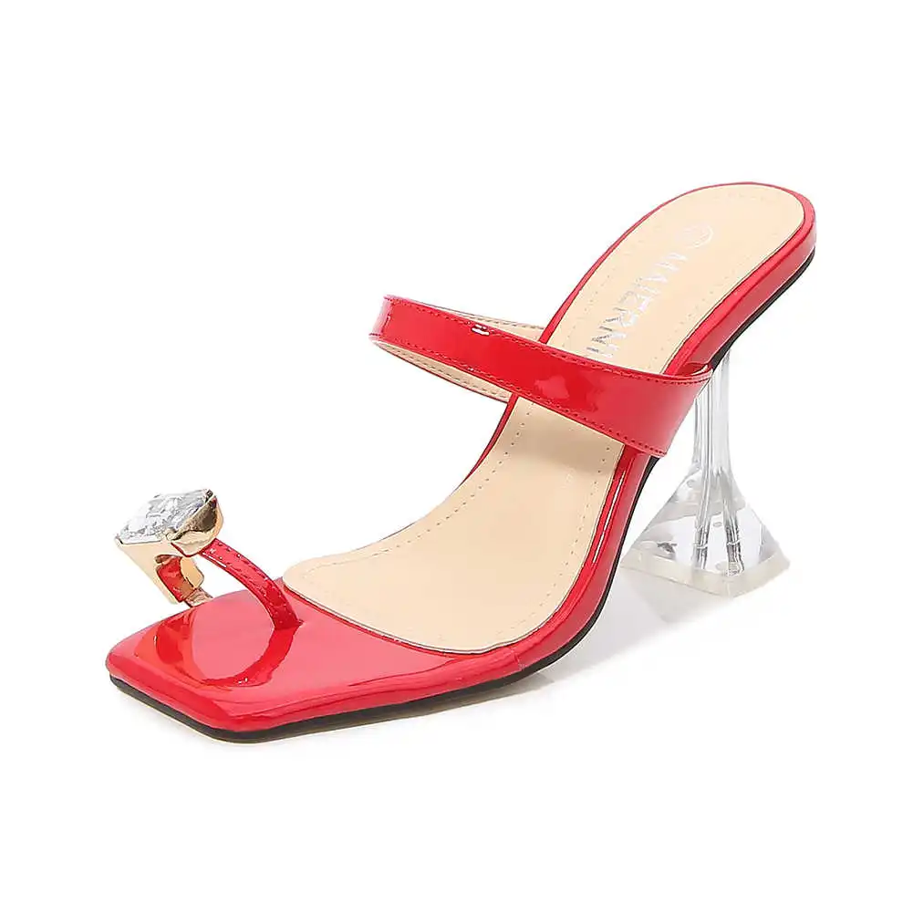 

Transparent slope heel women's shoes water drill clip toe water drill shoes cover toe large size high heel sandals Huidong
