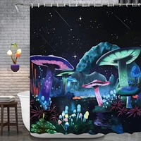 psychedelic mushroom shower curtain for bathroom starry sky curtain trippy fantasy bath waterproof curtain for home decor 72x72
