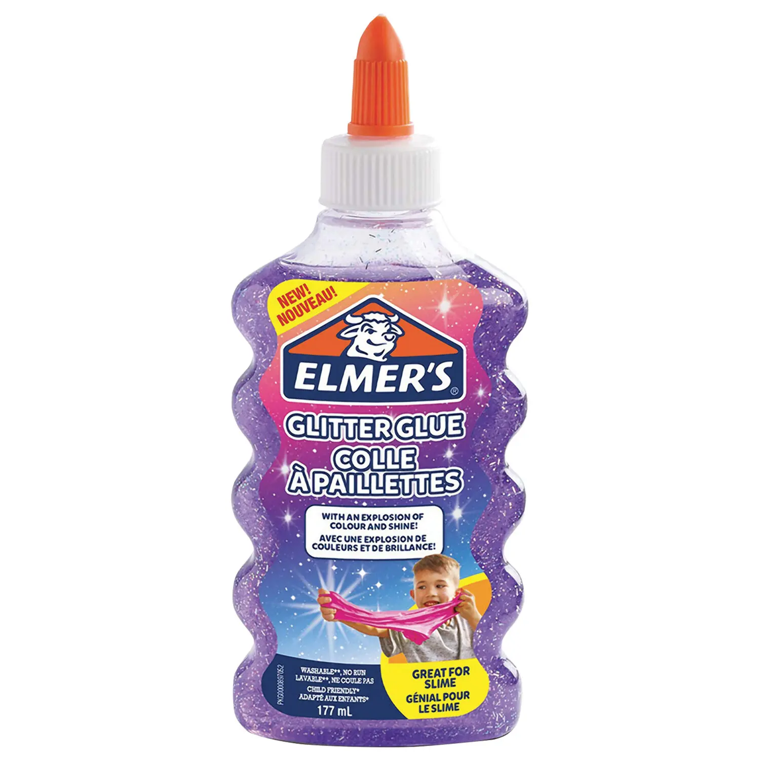 Клей для слаймов канцелярский с блестками ELMERS &quotGlitter Glue&quot 177 мл фиолетовый 2077253 |