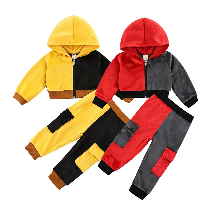 

2 шт., Детские хлопковые комплекты с капюшоном, на молнии