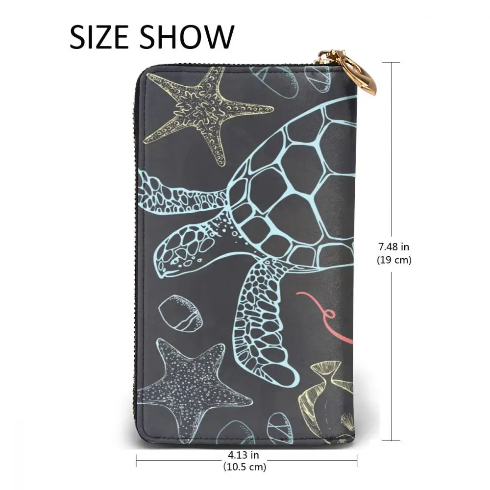

Long Clutch Wallet Sea Turtle Animals Large Capacity Leather Purse Zipper Pocket Card Holder for Woman Man