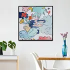 Картины на холсте с изображением девушки с цветами и облаками яркие цвета плакаты и принты настенные картины для гостиной домашний декор