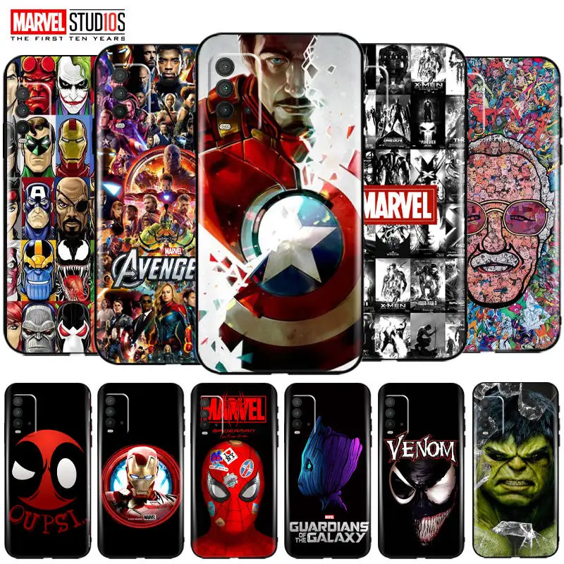 

Marvel Avengers For Xiaomi Redmi 9T Silicon Cover Captain America Iron Man SpiderMan Hulk Thor Venom Deadpool Groot Phone Case