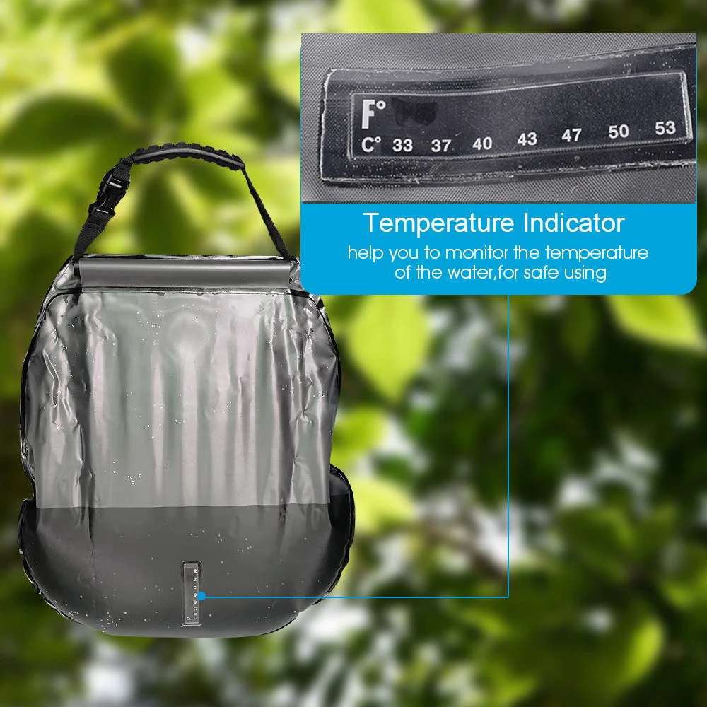 

Water Bags 20L Outdoor Solar Camping Shower Bag Heating Shower Hydration Bag Hose Switchable Shower Head Camping Equipment