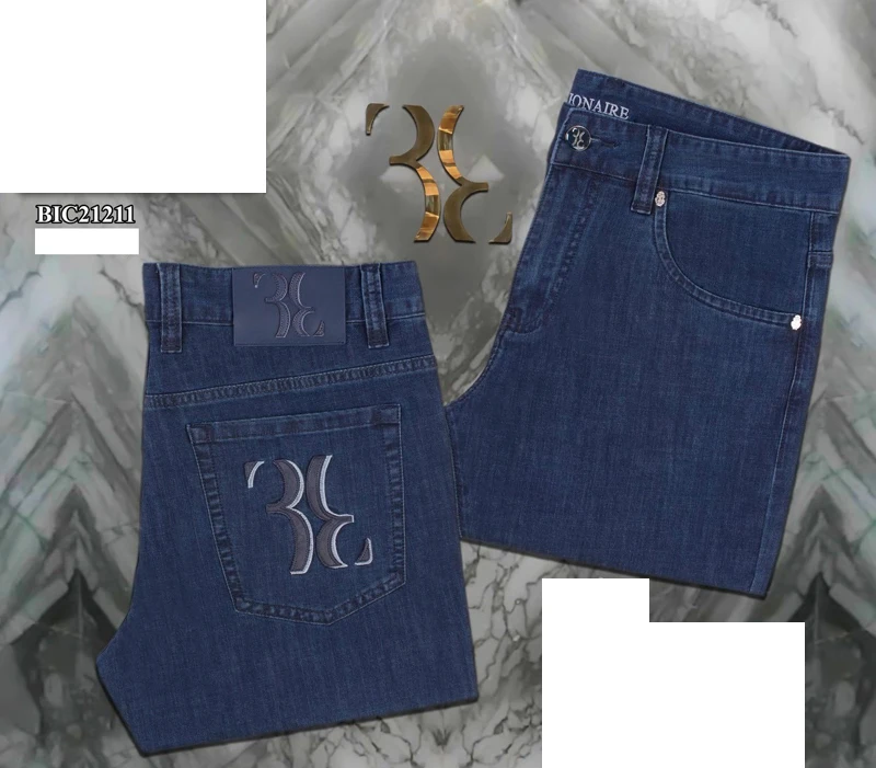 

BILLIONAIRE Jeans Men 2021 summer new 100% cotton letter high quality embroidery elasticity high quality size 31~40 free shippng