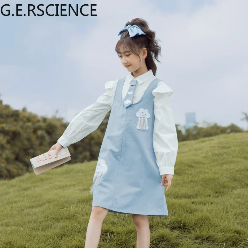 

Baby girl suit 2021 new clothes children's suit strap fashion two-piece casual autumn 4-15 little girl