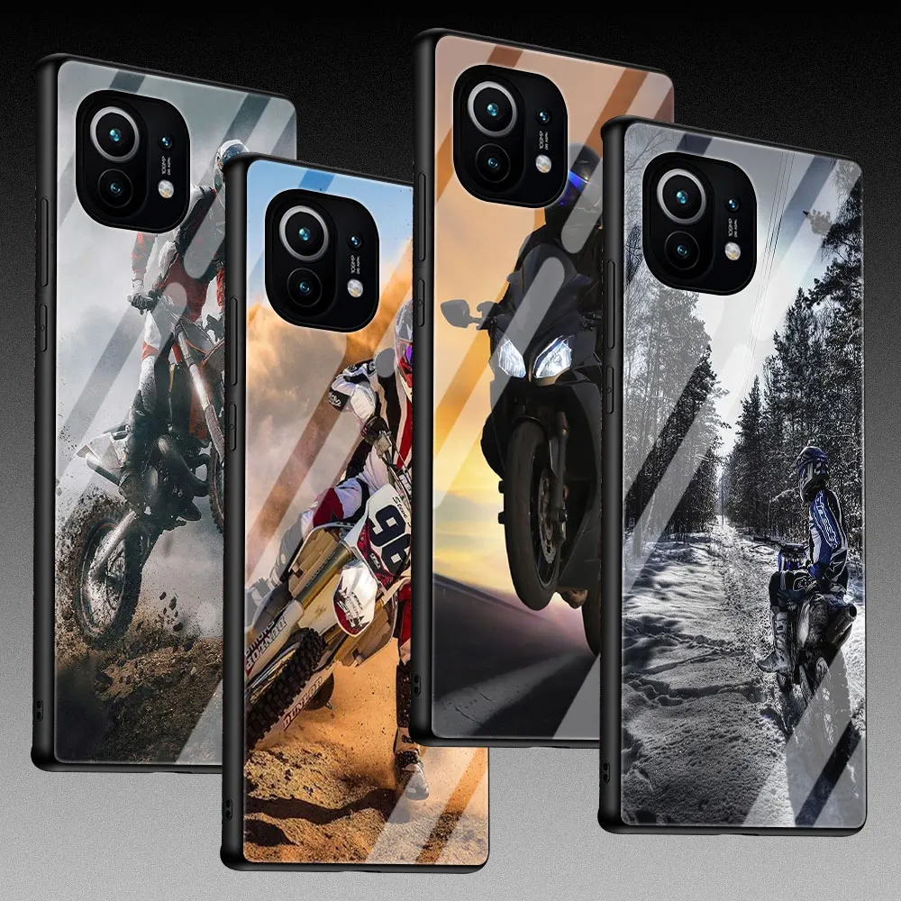 

Moto Cross Motorcycle Sports Case for Mi 11 10T 9T Pro 10 Lite 5G 11 Ultra CC9 CC9E 11i Poco X3 NFC M2 F3 Tempered Glass Full