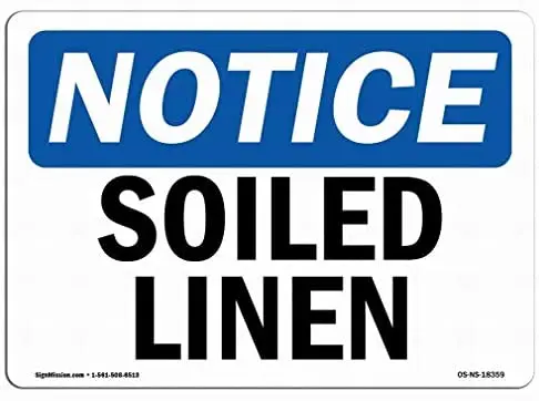 

Notice Sign - Soiled Linen Notice Sign Safety 12x16 Tin Metal Signs Road Street Sign Outdoor Decor Caution Signs