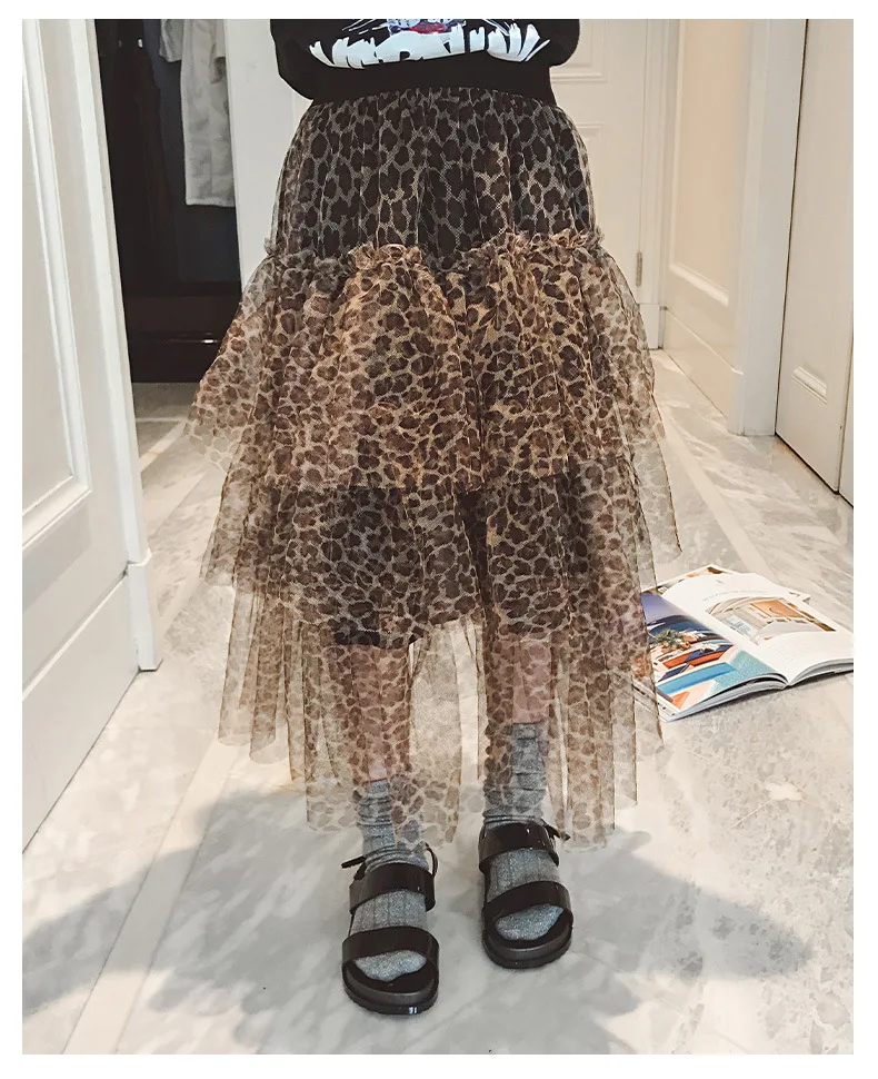 Летняя юбка пачка принцессы с леопардовым принтом 2020 модная фатиновая для