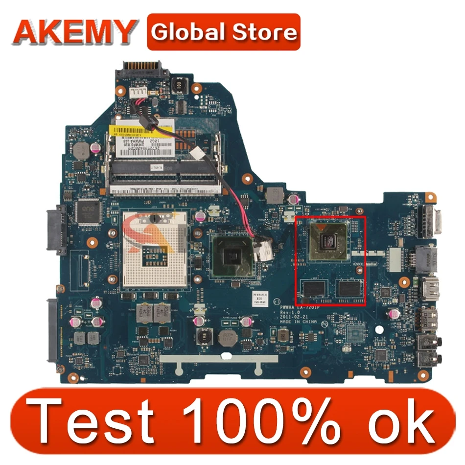 

AKEMY K000124390 для TOSHIBA Satellite C660 ноутбук материнская плата LA-7201P N12M-GE-S-B1 HM65 DDR3 материнская плата для ноутбука