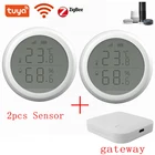 Умные датчики температуры и влажности ZigBee, светодиодный экран, термометр, Amazon Alexa, Google Home, сигнал Highlow, Tuya, умный дом