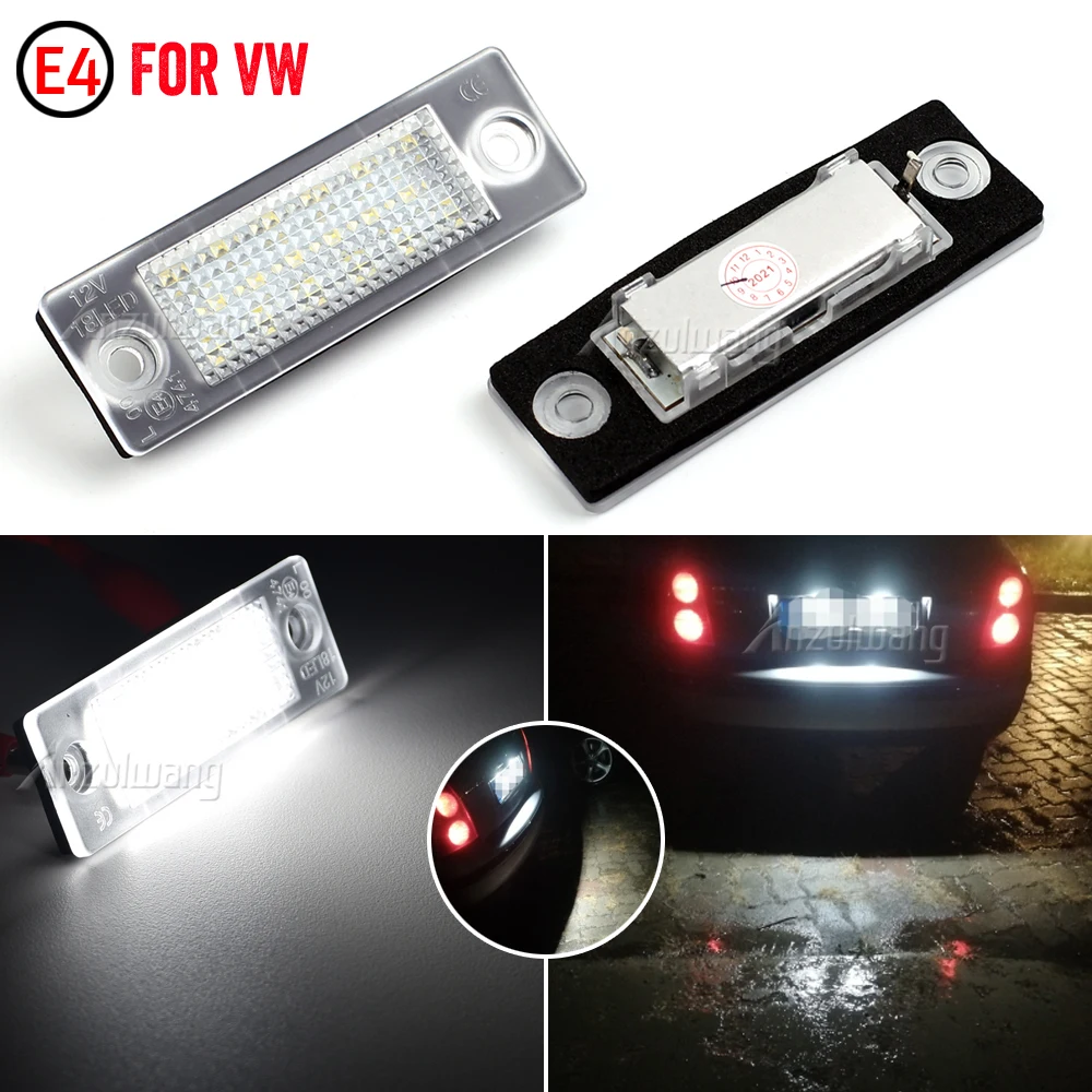 

2Pc LED Number License Plate Light Canbus For VW Golf MK5 Jetta Touran Passat B5.5 B6 Caddy Transporter Skoda Superb MK1 3U B5