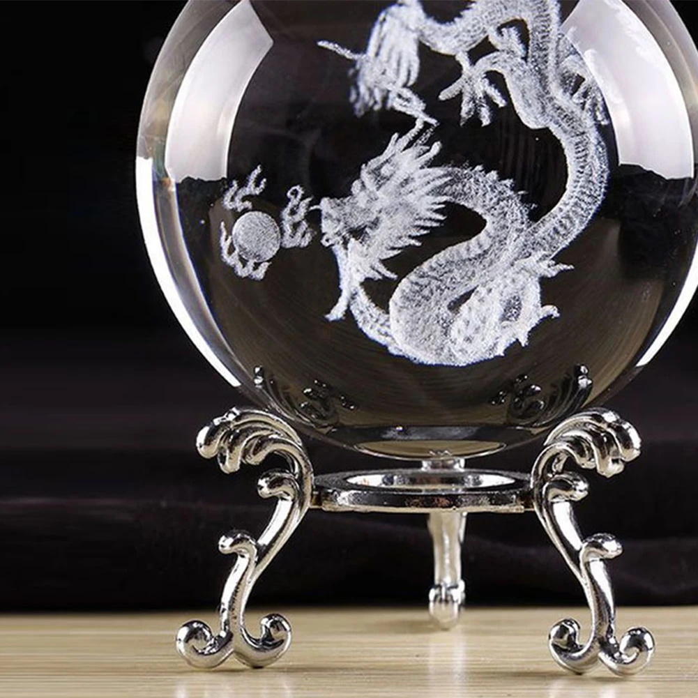 

Photography Props DIY 3D Engraved Home Decor Crystal Ball Stand Metal Base Office Desktop Art Craft Gift Ornaments Sphere Holder