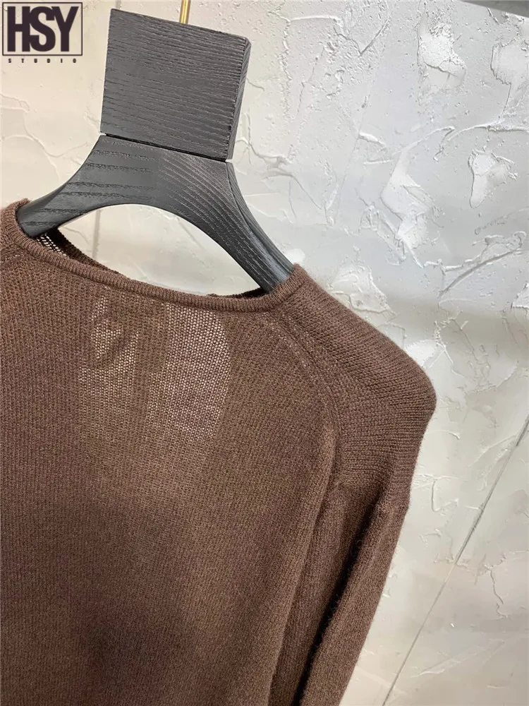 【HSY】2019 Осень Зима Новый женский длинный рукав круглый вырез свободный