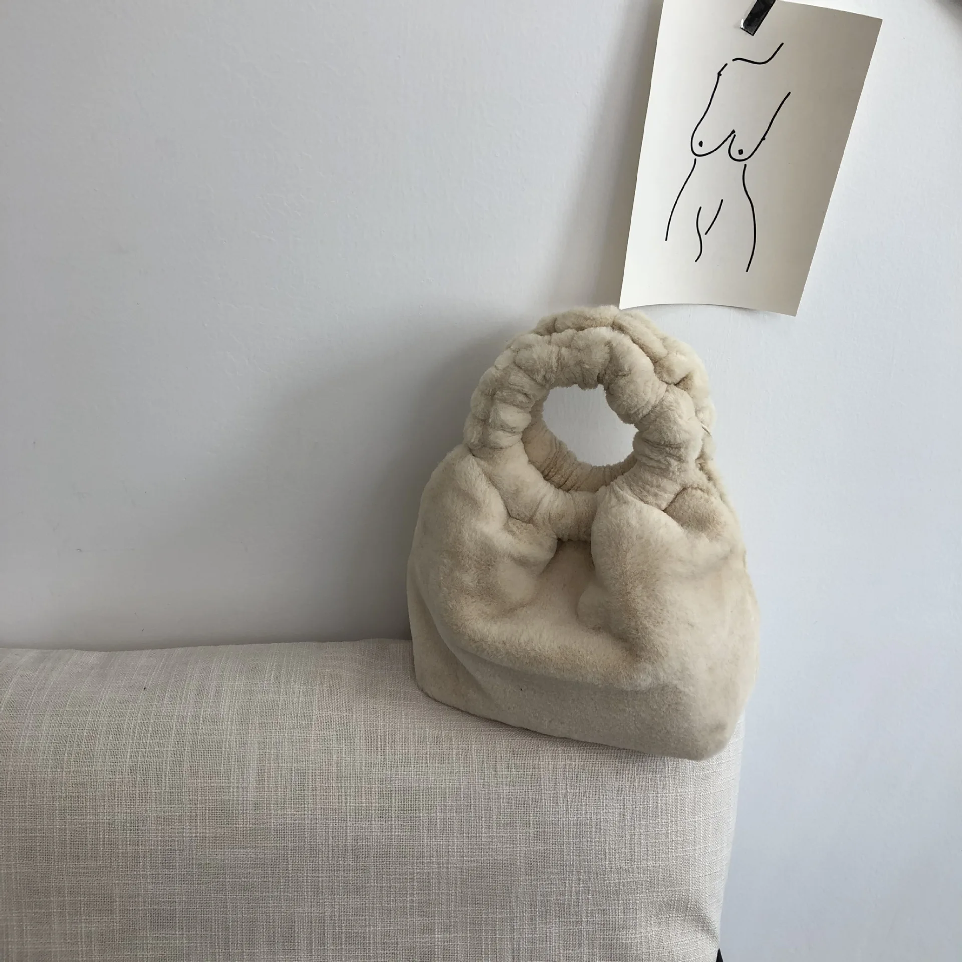 Plush White Повседневные женские сумки-тоут из кроличьей шерсти, плюшевые женские сумки на плечо, роскошные меховые женские Сумки из искусственной кожи, сумка-мешок через плечо, сумка клатч кошелек - Цвет: Plush White