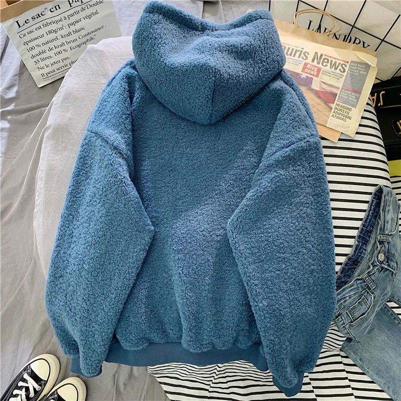 

Autumn Winter Coat Pink Sweet Hooded Sorry Print Harajuku Loose Pocket Hoodies Womens Fleece Flannel Pullover Female Sweatshirt