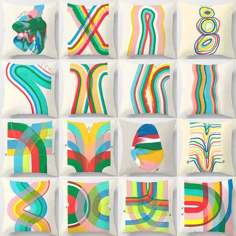 

Striped Abstract Printing Square Pillowcase, Used for Home Decoration, Car Sofa Cushion CoverCover45cm*45cm