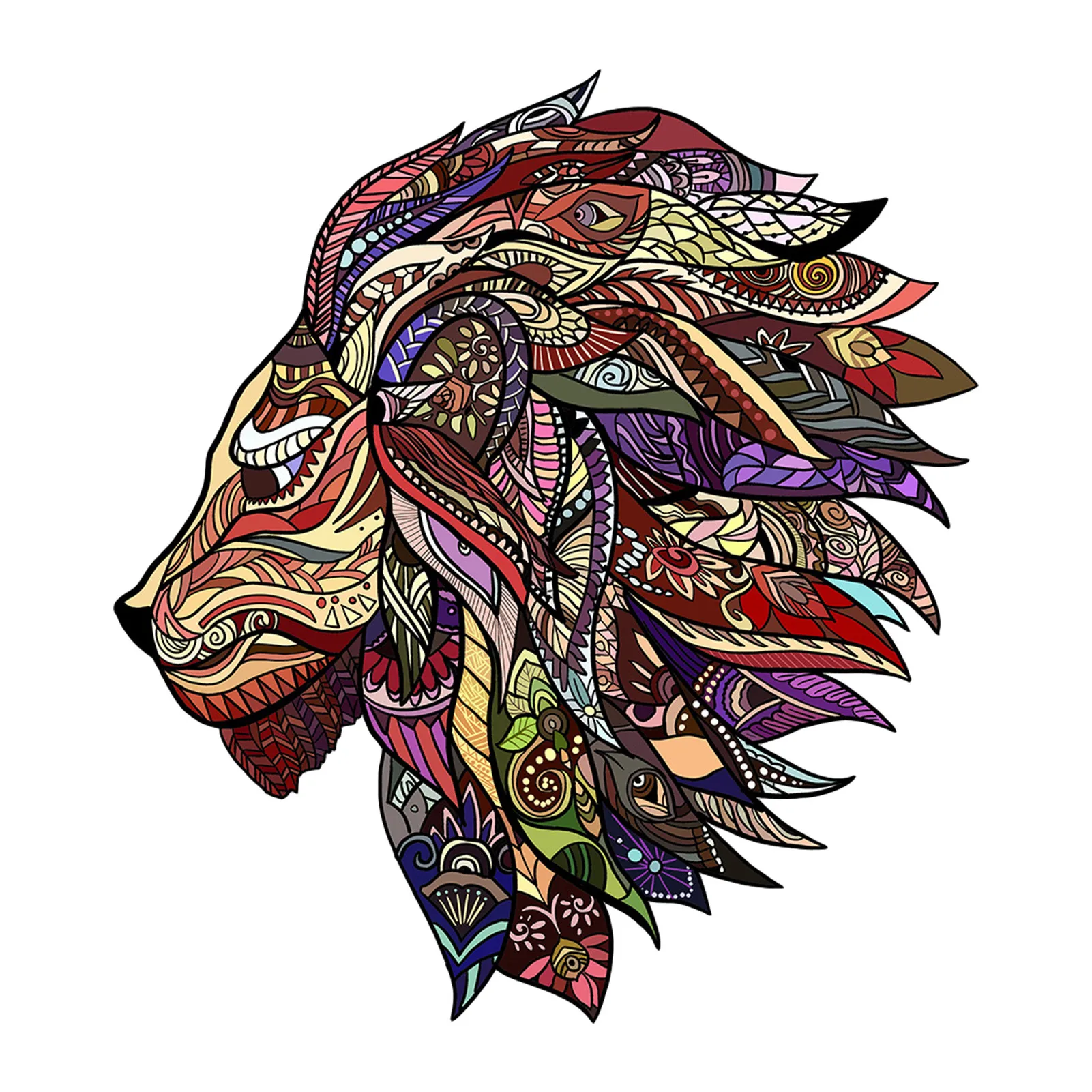 

Wooden Jigsaw Puzzle Unique Shape Animal Puzzle For Kids Adults Customize Antianxiety NEW Mysterious Lion