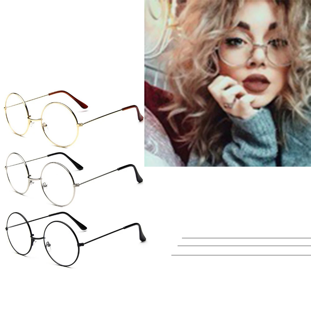 

Women Men Large Oversized Metal Frame Clear Lens Round Circle Eye Glasses Round Metal Clear Lens Glasses Frame Unisex Circle Eye