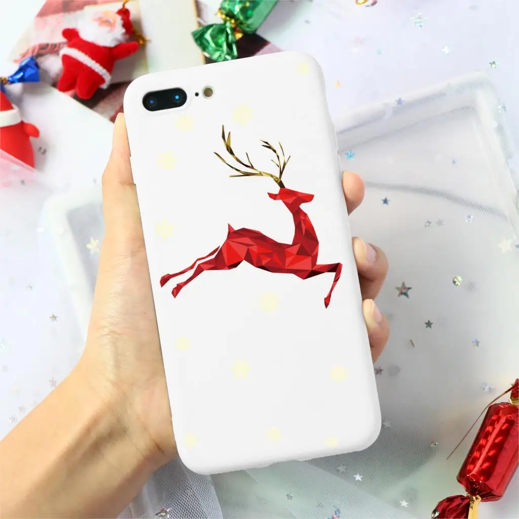 Мягкий силиконовый чехол из ТПУ с принтом Санта Клауса и оленя для iPhone 11 Pro 7 8 6 6S Plus XR X XS Max 5 5S SE чехол-накладка