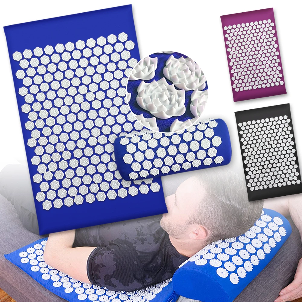 Коврик для йоги акупрессуры в форме цветка лотоса массажный мат снятия боли спине шее и ногах с шипами