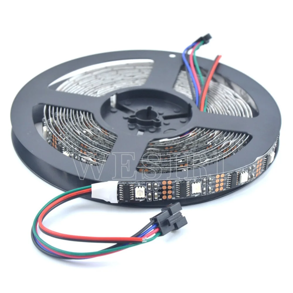 Модифицируемая Светодиодная лента D5V WS2801 5050 RGB подсветильник телевизора (3 м/5 м на