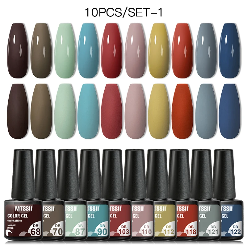 

10PCS Color Nail Gel Polish Set Glitter Gel Kits Semi Permanent Varnish For Manicure Nail Art Soak Off UV Led Gel Varnishes