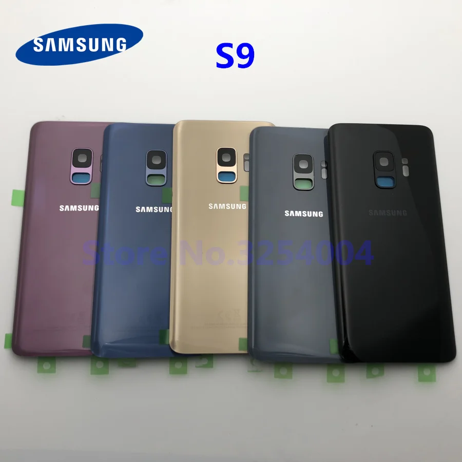 Чехол на заднюю батарейку S9 для samsung Galaxy S9 Plus G960F G965F Задняя стеклянная крышка корпуса+ клей+ рамка для объектива камеры
