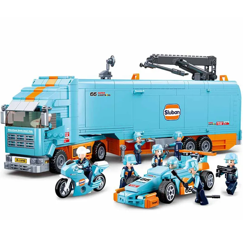 

1265pcs Aurora Racing car Building Blocks Transporter City House Truck Model Bricks Creative motorcycle Toys For Children