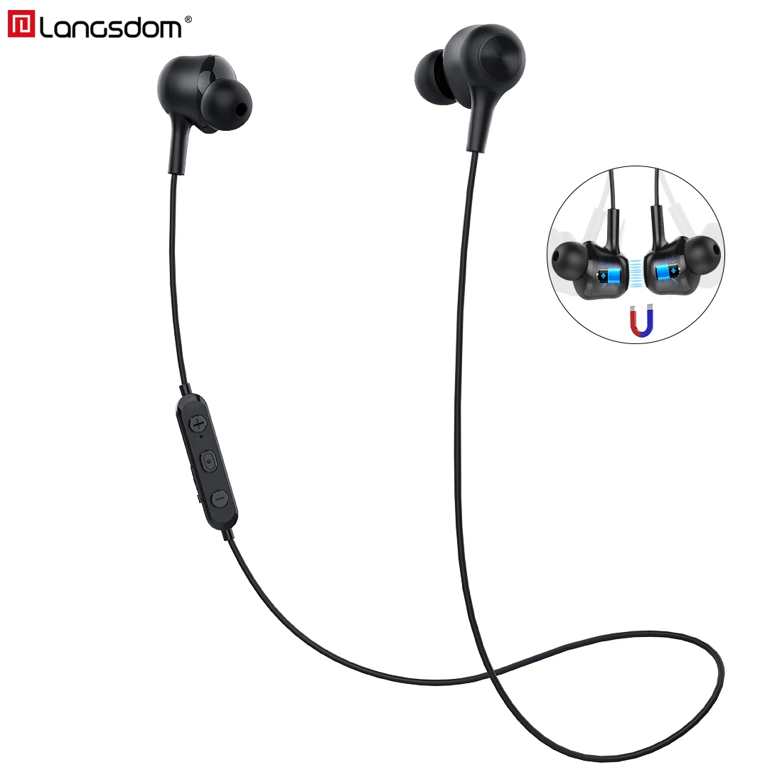 Langsdom Bluetooth наушники Наушники Беспроводные Магнитные вкладыши Гарнитура с