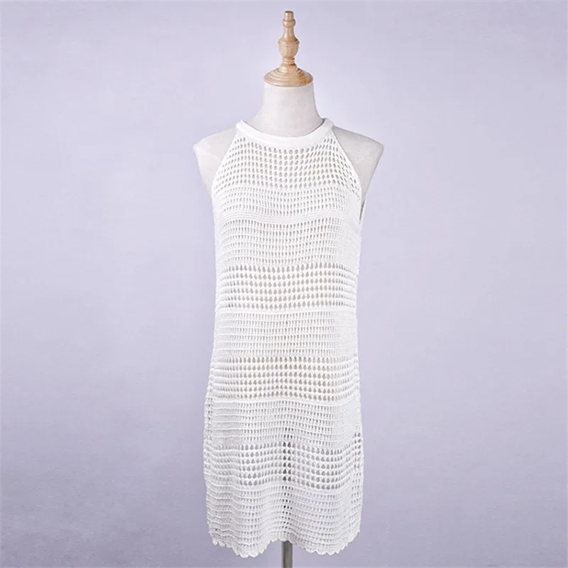 Сексуальный женский купальный костюм с открытой спиной накидка вязаное крючком