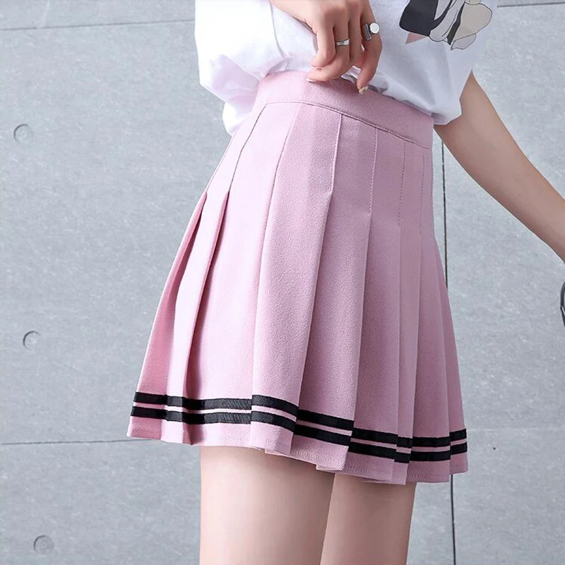 Girls 2019 Tennis Skirt Fashion Mini Pleated Dance Student Baseball Uniform Striped High Waist Sport | Спорт и развлечения
