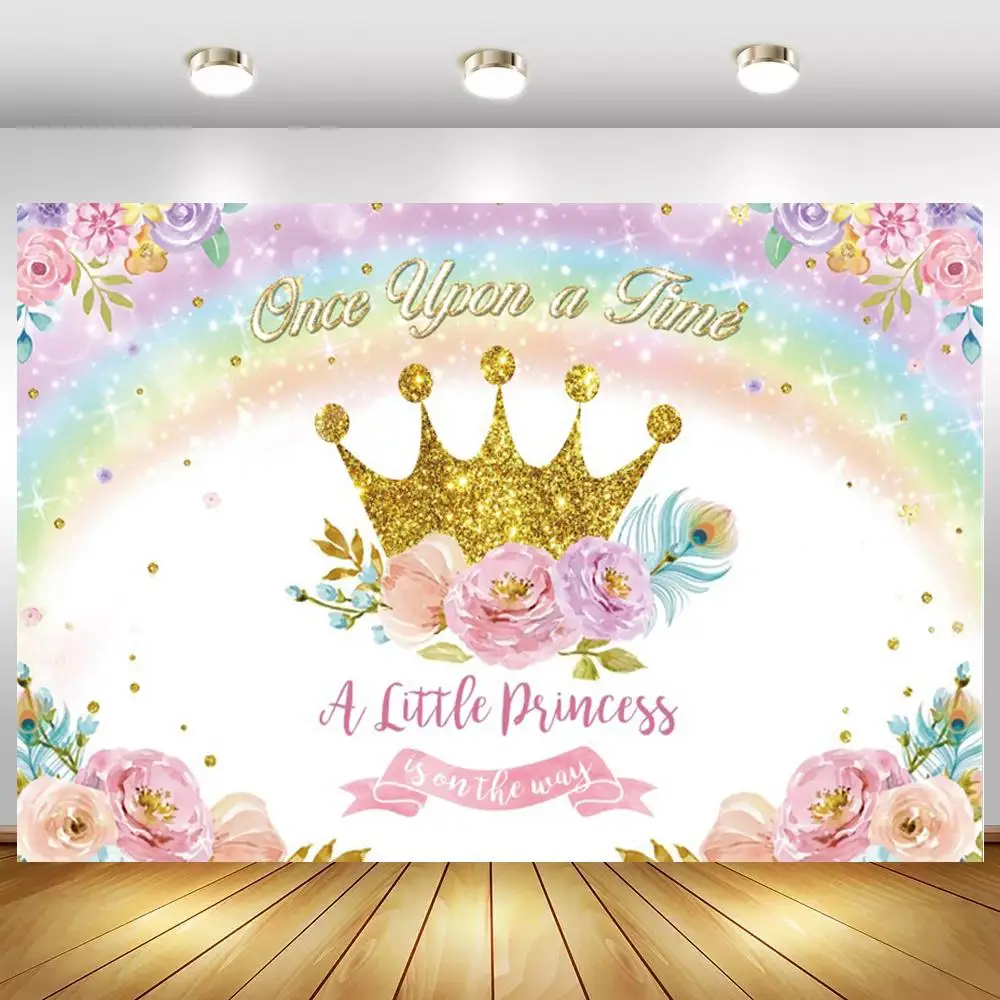 

Светлый Радужный Блестящий Фон для фотосъемки маленькой принцессы цветочные цветы для девочек день рождения ребенок душ Фото фоны